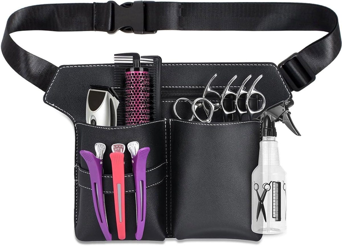 Professionele Tool Bag voor Kappers - PU Leren Schaar Tas, Salon Accessoires voor Scharen en Kammen, Ideaal voor Kappers en Stylisten (Zwart)