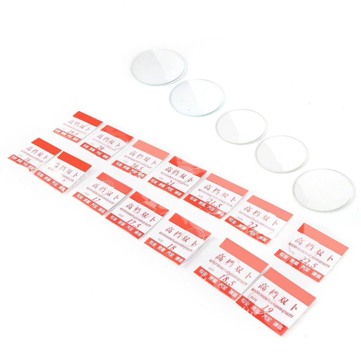 Dailygoods - Dailygoody - Horloge Kristallen Lens - Ronde Platte Cabochons - Helder Glas - 34 Stuks - Laboratorium Accessoires - Horloge Lens voor Deksels