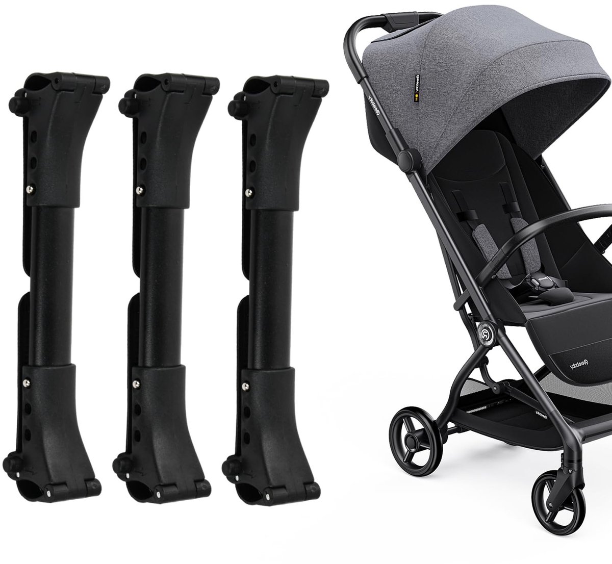 Dailygoods - Dailygoody - Verbindingsset voor kinderwagen - Dubbele kinderwagenverbindingen - Betrouwbare oplossing - Zwart - Veiligheidsverbinders - Geschikt voor...