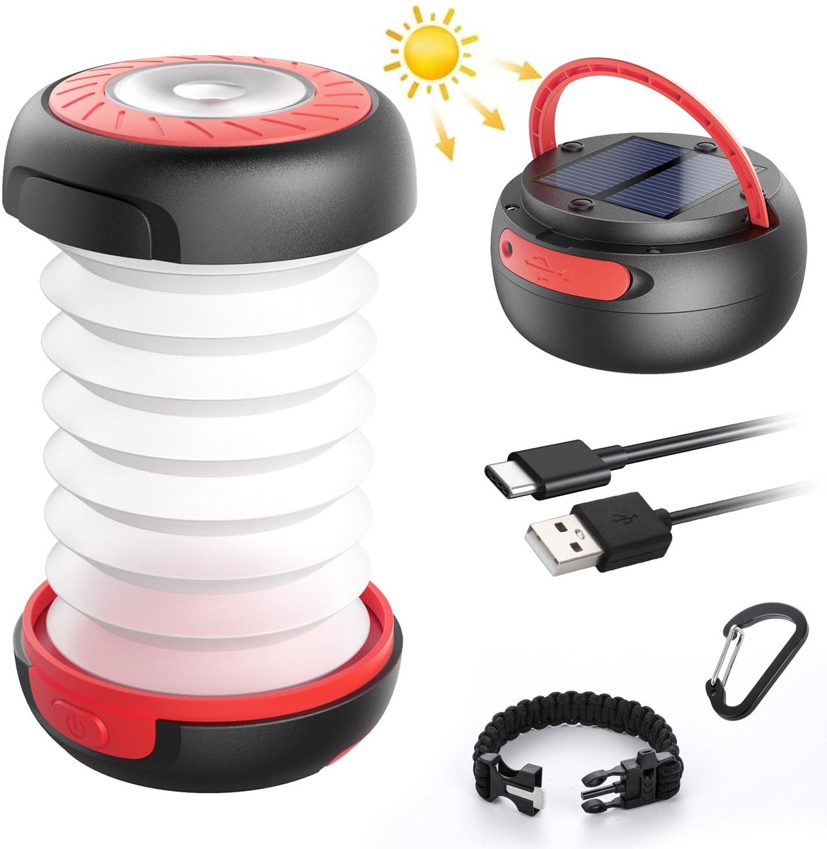 Dailygoods - Dailygoody - LED Camping Lamp - Opvouwbare Solar Lantern - Power Bank met 2-oplaadmethoden - Lichtgewicht en duurzaam - Kamperen en noodgevallen - Inc