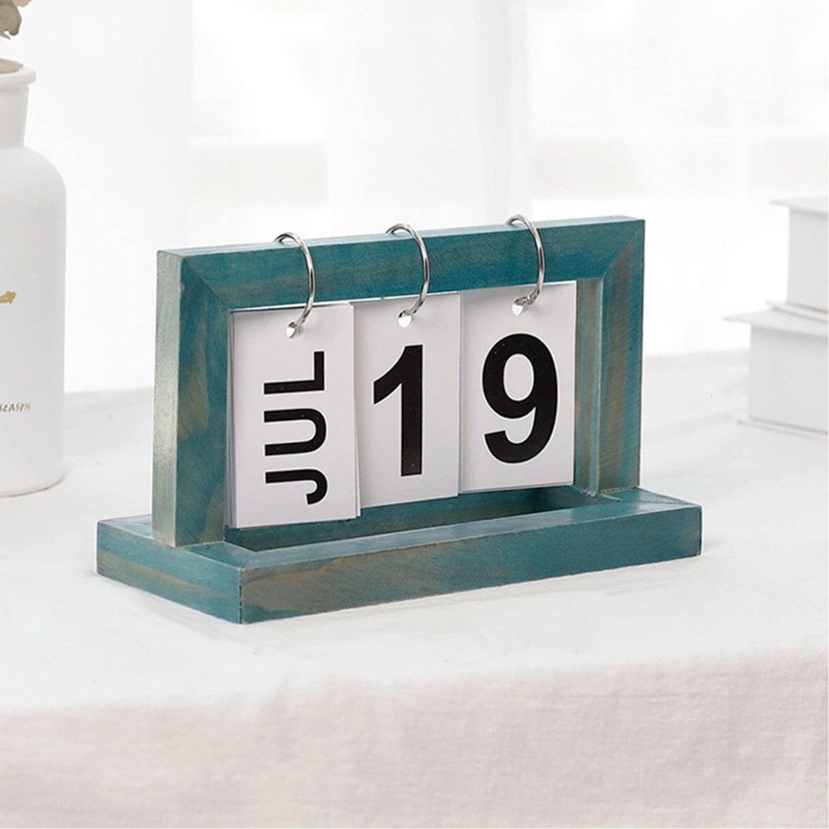 Dailygoods - Dailygoody - Eeuwige kalender - Houten flipkalender - Vintage stijl - 20 x 9 cm - Tafelkalender - Geschikt voor kantoor en huishouden