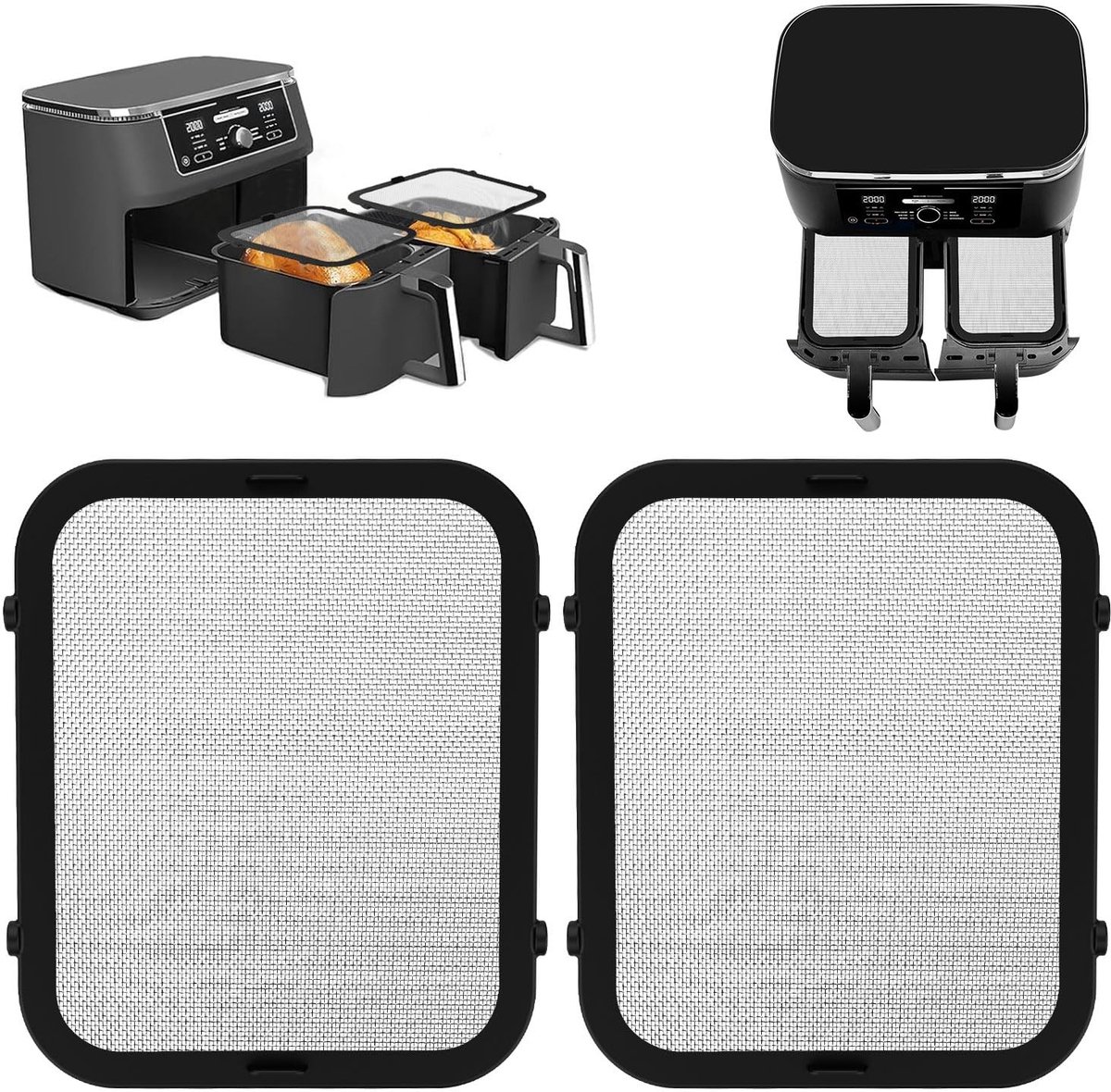 Dailygoods - Cosensi - Dailygoody - Roestvrijstalen spatbescherming - Spatbescherming voor heteluchtfriteuse - Keukenaccessoire - Geschikt voor Ninja Foodi Max - Voor AF400E...