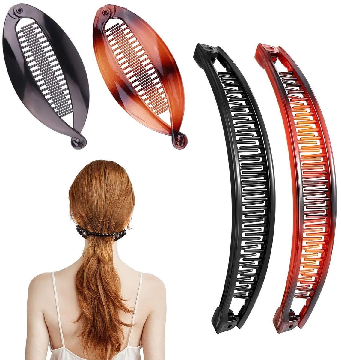 Dailygoods - Set van 4 Vintage Banaan Haarclips voor Meisjes