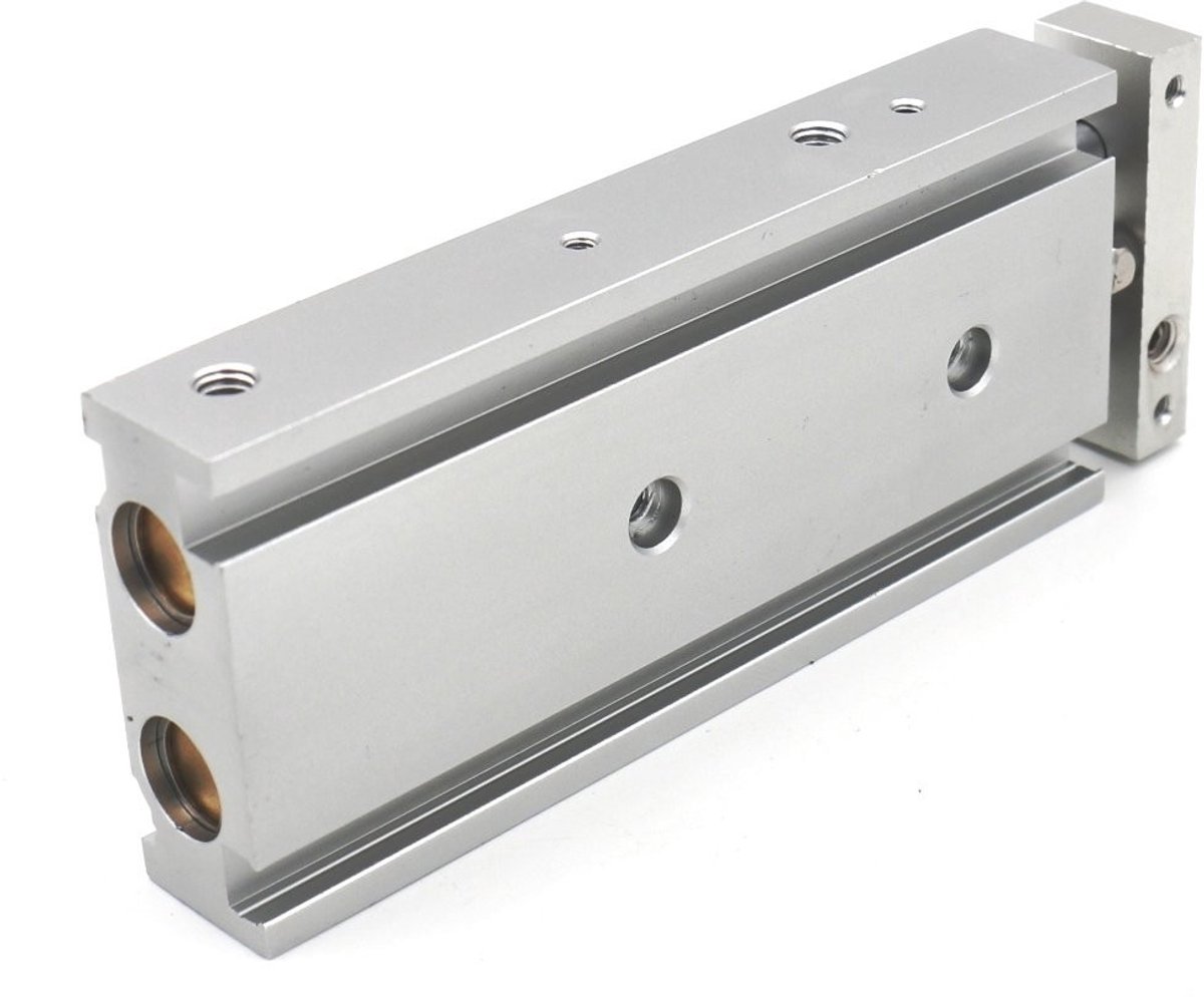 Dailygoods - Dailygoody - Dubbele Aluminium Luchtcilinder - Pneumatisch Glijbaan Lager - 15mm Bore - 70mm Stroke - Geleidingsysteem - Voor Precisiewerk