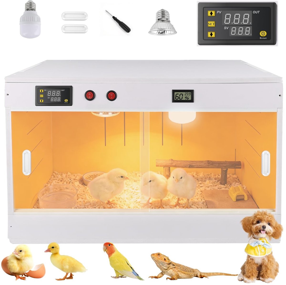 Dailygoods - Kuiken Broedmachine met Verwarmingslamp en Schuifdeur