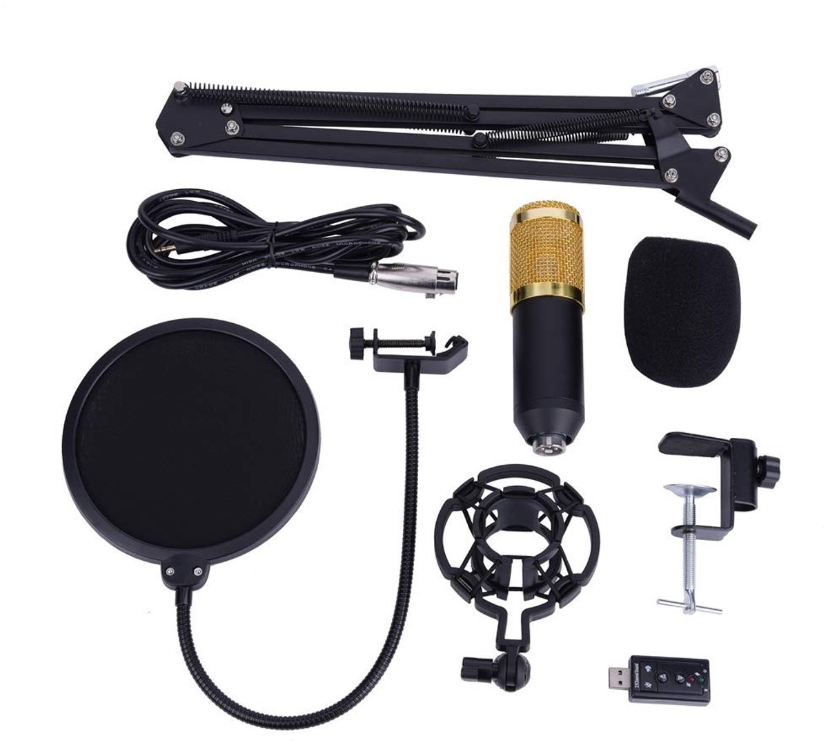 Dailygoods - Dailygoody - BM800 Condensator Microfoon - Professionele Studio Opname Microfoon Set - Verstelbare Arm - Schokdemper - USB Microfoon - Geschikt voor D