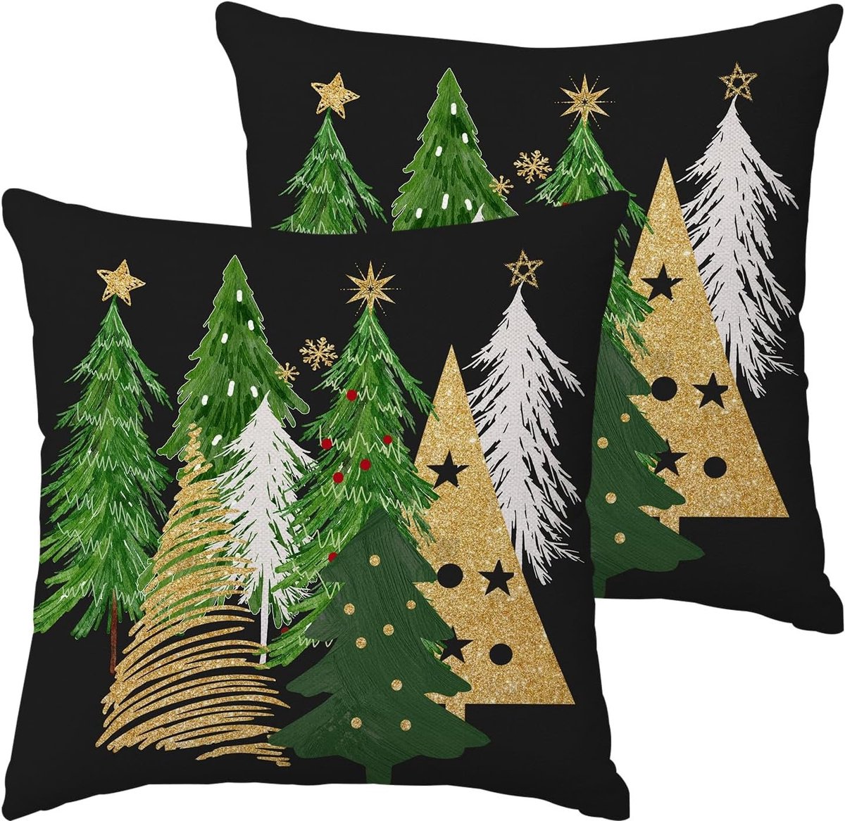 Decoratieve Kussenhoezen 40 x 40 cm Set van 2 Zwart voor de Winterse Feestdagen, Perfect voor Sofa en Thuisdecoratie