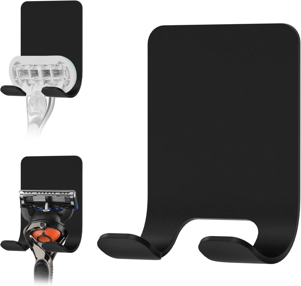 Wandbevestiging voor Scheermesjes - RVS Plakhaak voor Douche, Geschikt voor Diverse Scheermesmodellen, 2 Stuks