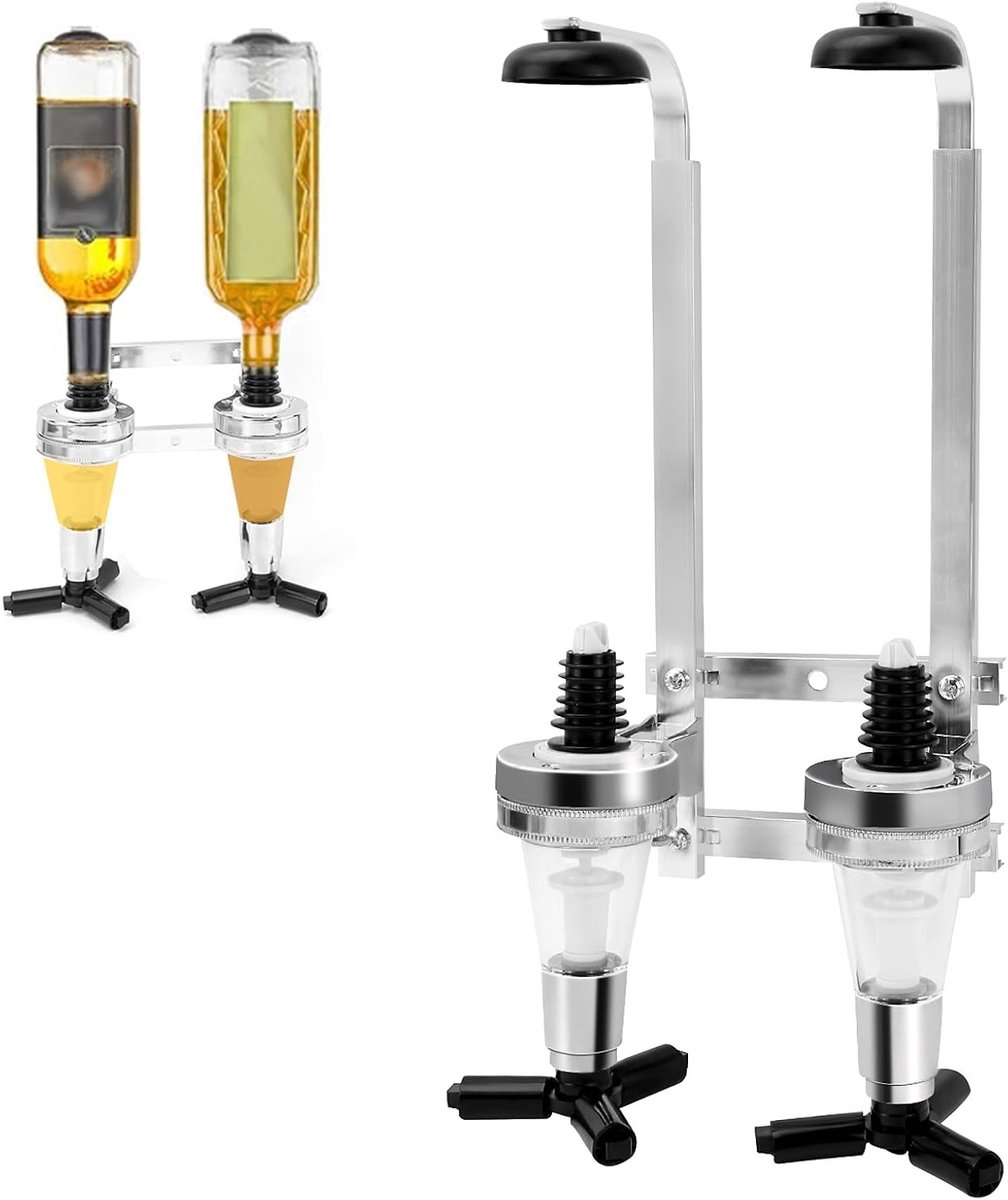 Wandhouder voor Flessen, Dubbele Drinkdispenser voor Thuisgebruik, Ideaal voor Bartenders en Feesten