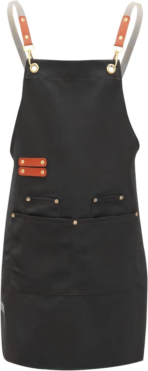 Unisex Schort voor Koken en Tuinieren met 4 Zakjes, Waterdicht en Comfortabel voor BBQ en Restaurantgebruik
