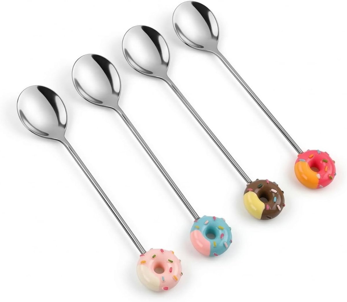 Schattige koffielepels set van 4, roestvrijstalen dessertlepels voor thee, koffie en milkshakes