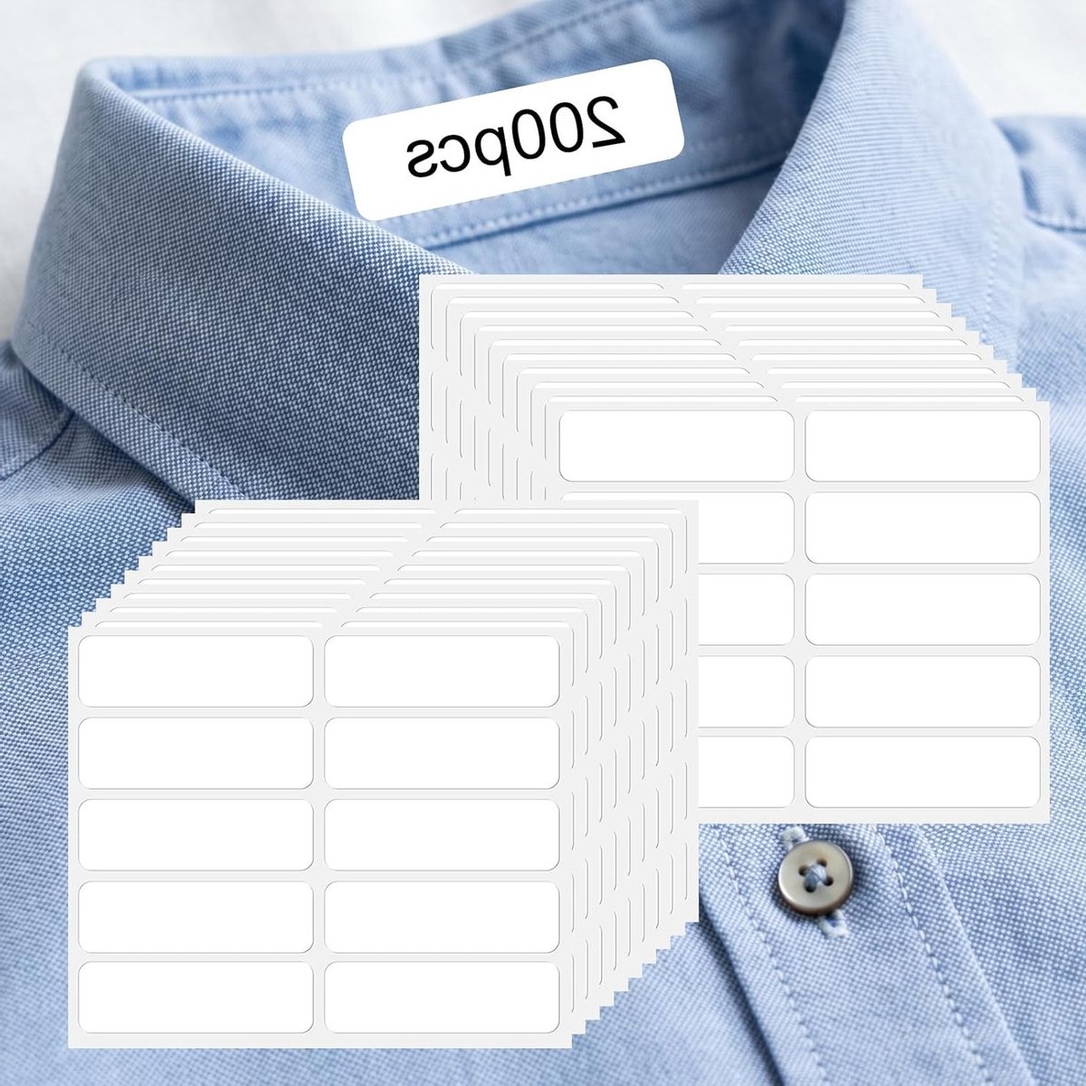 200 Stuks Strijkvrije Kledinglabels - Zelfklevende Wasbare Stoffen Etiketten voor Thuis, School en Kinderdagverblijf, Waterdicht en Duurzaam voor Kleding en Accessoires