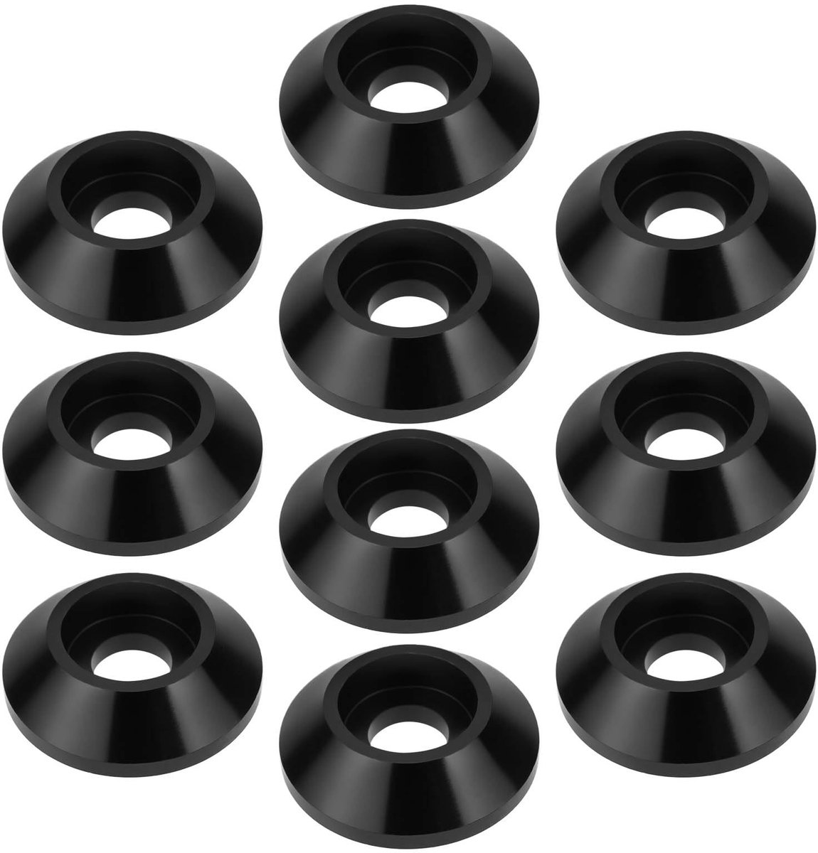 Dailygoody - M6 Zwarte Hex Socket Bolt Washer - Optimaal Lastenverdeling - Aluminium - 10 Stuks - Mechanische Accessoires - Geschikt voor Montage