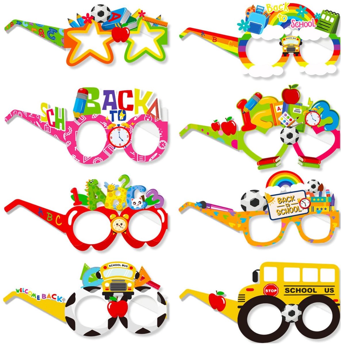 Dailygoody - Decoratieset Eerste Schooldag - Schoolkind Bril - Duurzaam Papier - Feestdecoratie - Foto-rekwisieten - Voor Schoolfeest - 24 Stuks