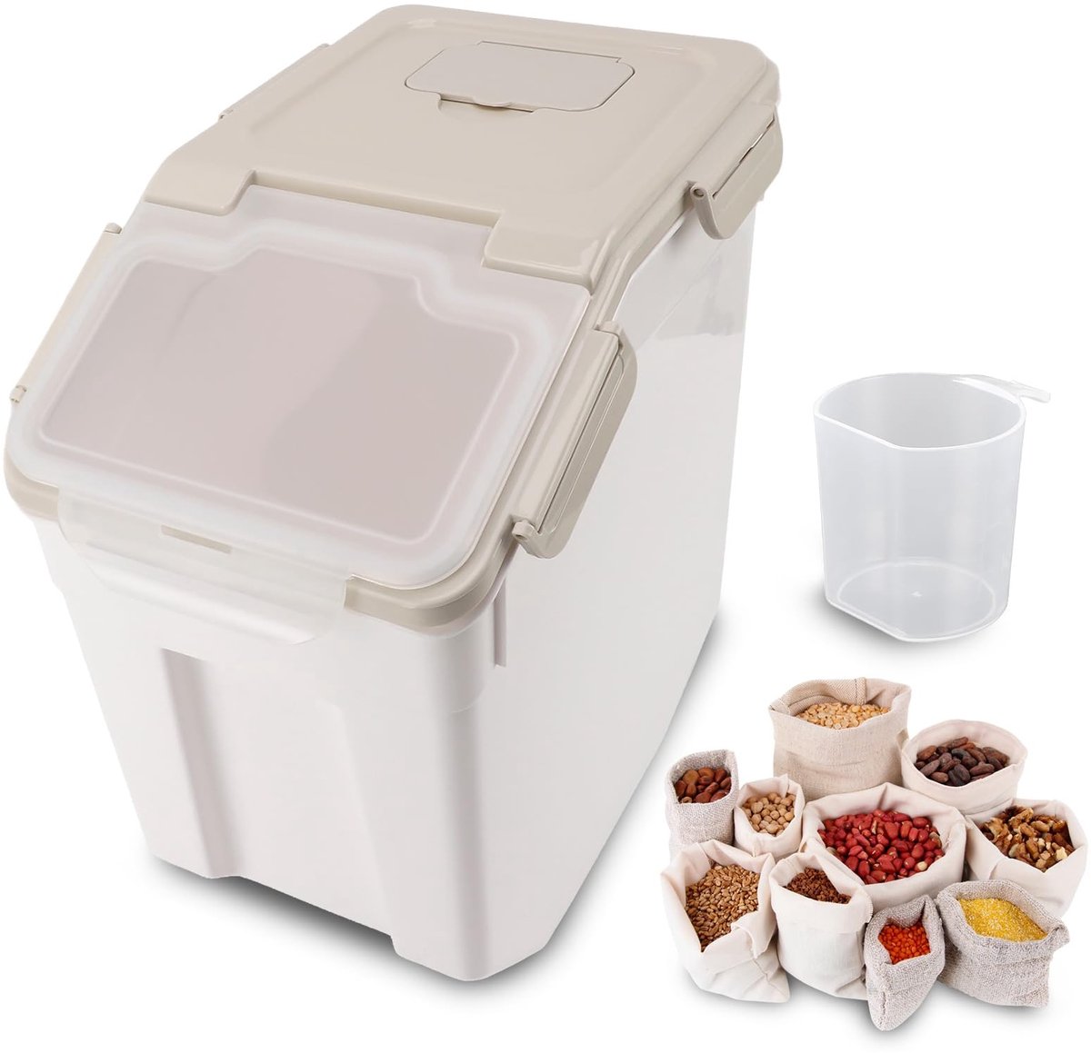 Dailygoody - Voedselopslagcontainer - Luchtdicht en Waterdicht - Grote Capaciteit 25kg - Droge Opslagbak voor Rijst en Granen - Perfect voor Keuken