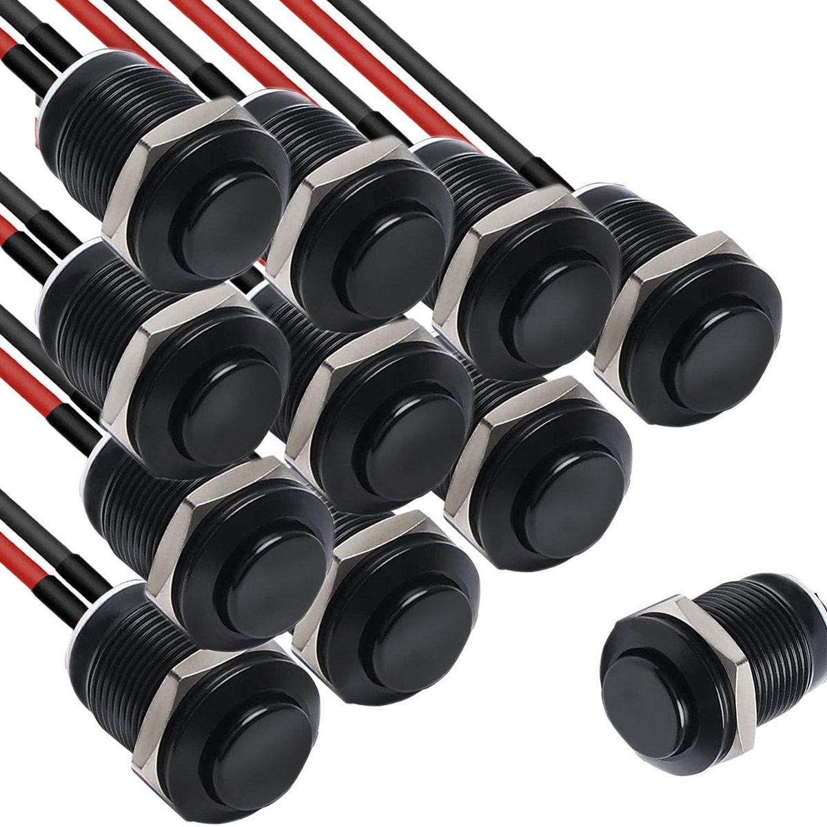 Dailygoody - 10x 12mm Waterdichte Push Button Switches - RVS - On/Off - Voor Auto, PC, Lampen