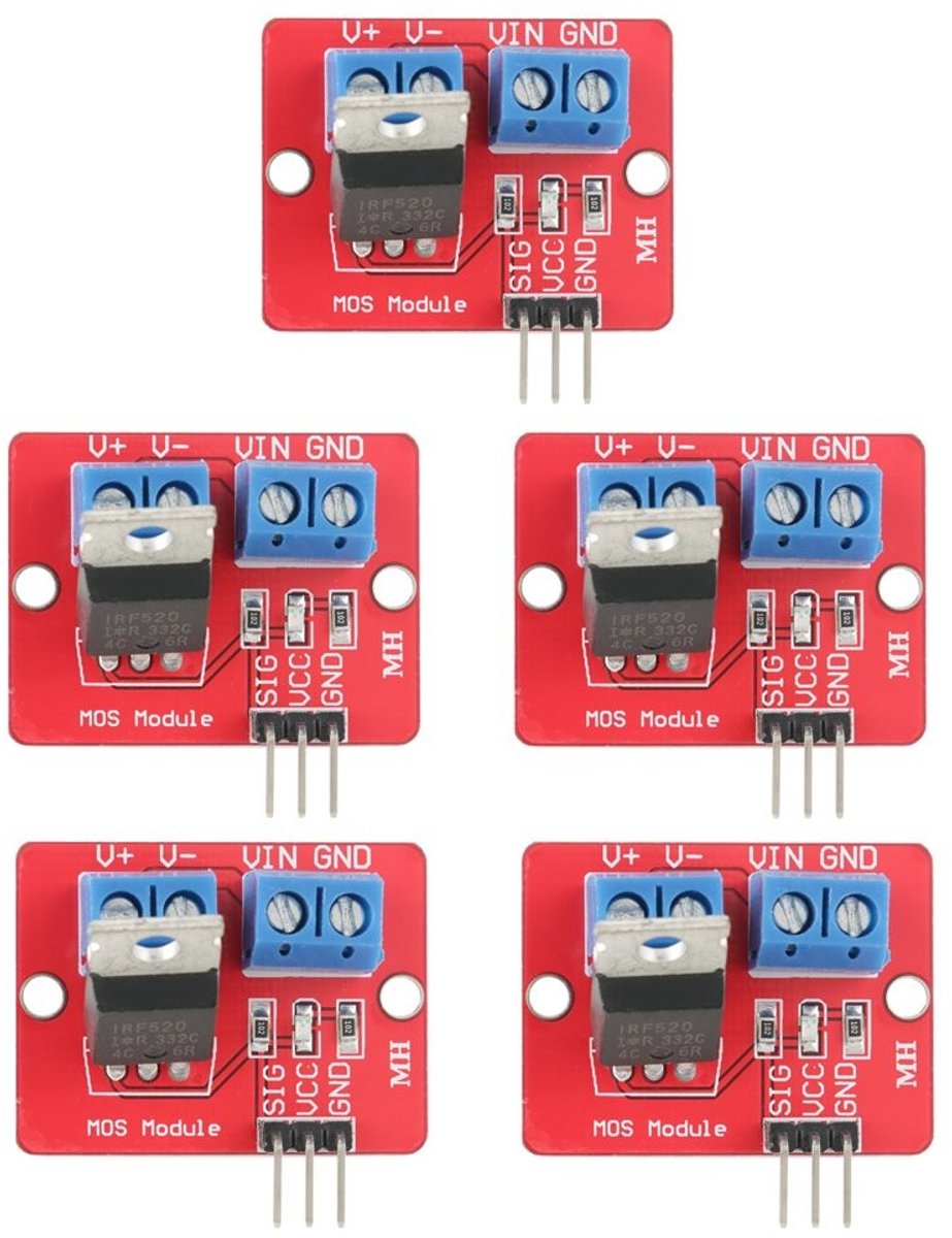 Dailygoody - MOSFET Drive Module - Motoren aansturen - 0-24V key driver - 5 stuks - LED aansturing - Voor motoren en LED's - Geschikt voor diverse toe..