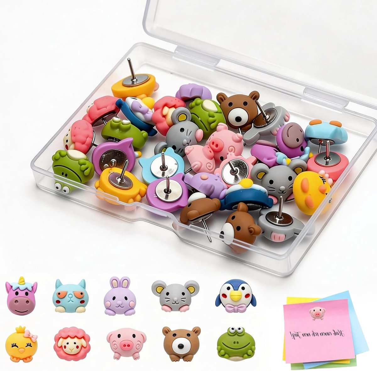Decoratieve dierenpunaises - 30 schattige punaises voor kurkborden, fotomuren en landkaarten, ideaal voor creatief gebruik en personalisatie