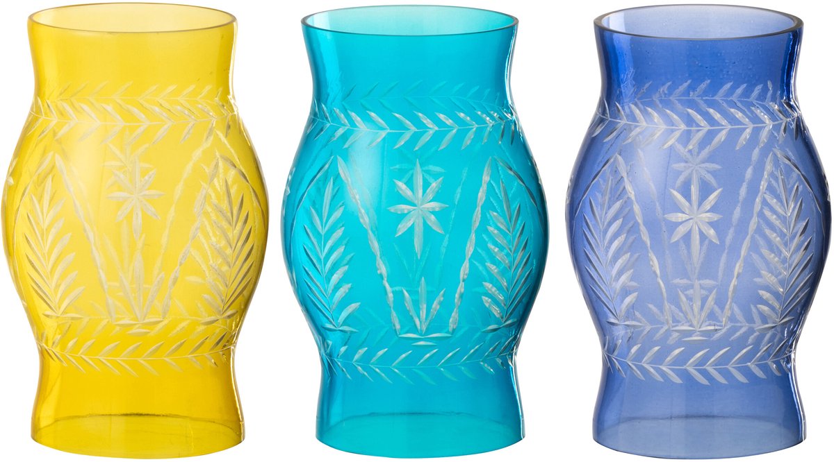 J-Line windlicht Tarifa - glas - mix - 3 stuks Multi