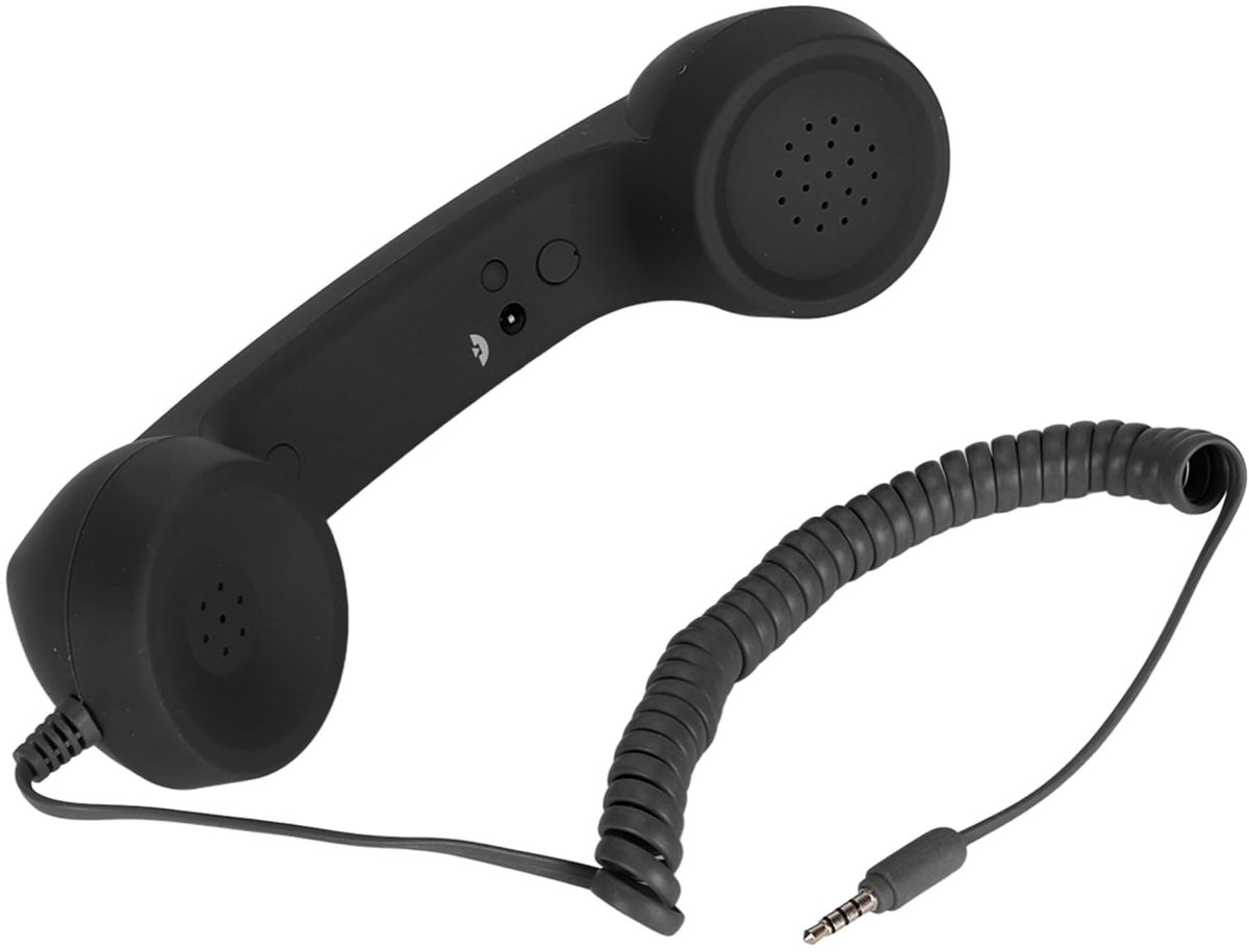 Dailygoods - Dailygoody - Retro Telefoonhoorn - Stralingsbestendig - Mobiele Telefoonontvanger - Zwart - Hoog Volume - Handset - Geschikt voor Mobiel - Kleur Zwart