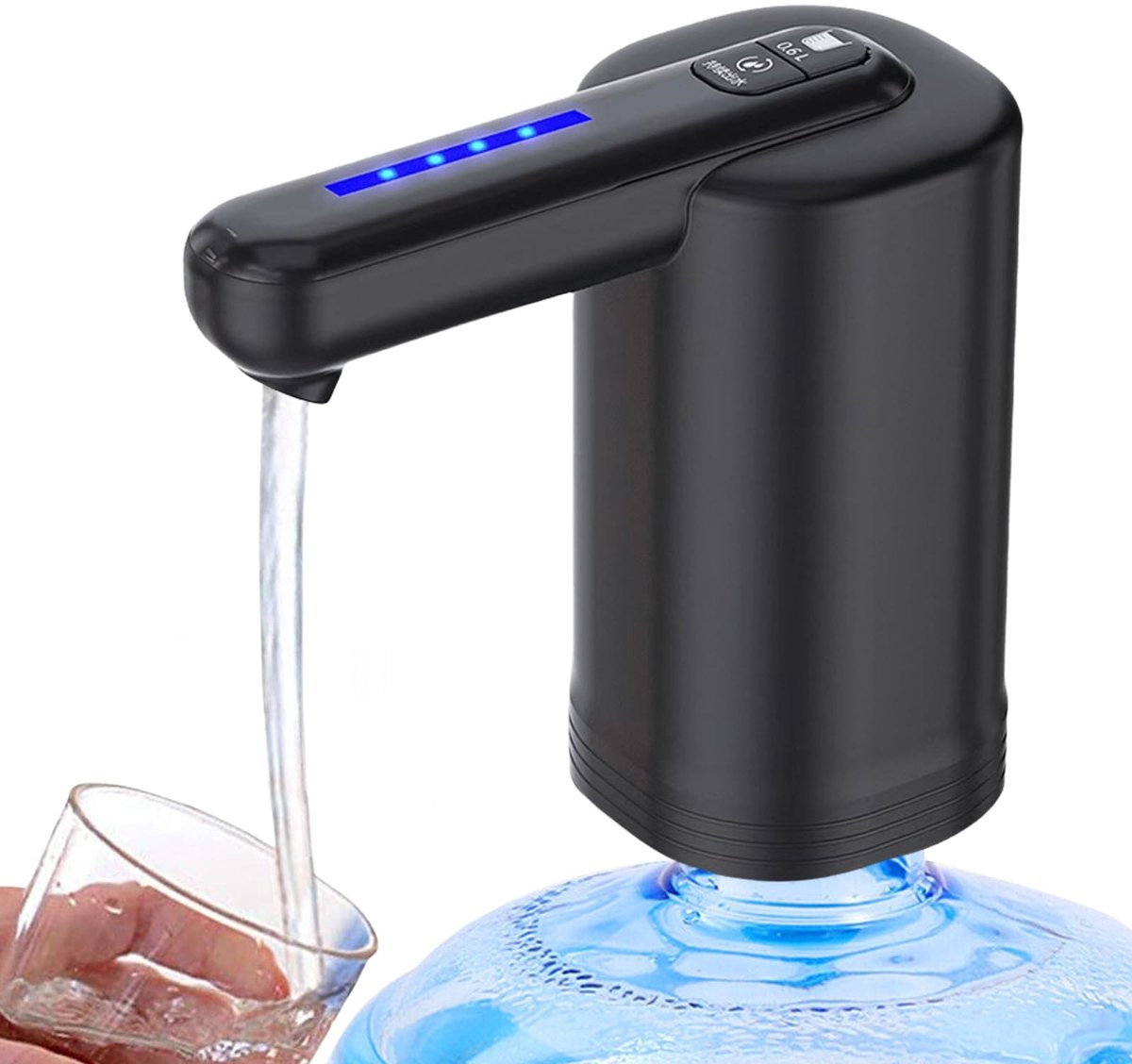 Dailygoods - Dailygoody - Waterfles pomp - USB-oplaadbare waterdispenser - Compact en draagbaar - Zwart - Voor thuis en kantoor - Ideaal voor outdoor gebruik