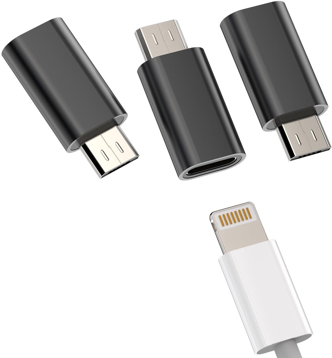 Dailygoods - Lightning naar Micro USB Adapter Set van 3