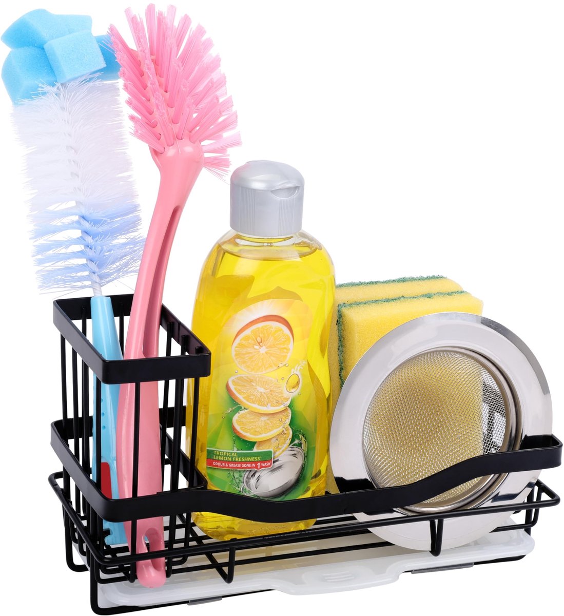 Dailygoody - Keuken Gootsteen Organizer - Roestbestendig - Zwart - Sneldrogend - Afwas Accessoire - Geschikt voor Keuken en Badkamer