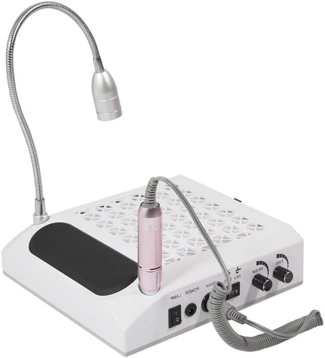 Krachtige 25W Nagelstofzuiger met LED Lamp voor Manicure en Pedicure - 4 in 1, 0-30.000 rpm, Ideaal voor Thuis en Nagelsalons