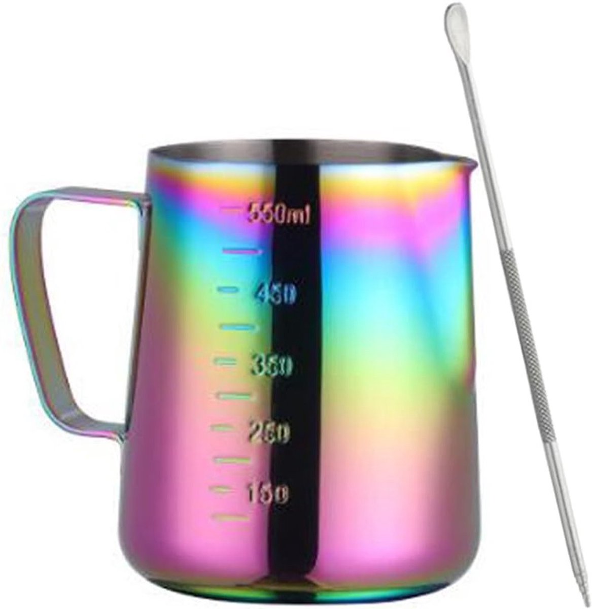 Espresso Stoomkan 600ml van RVS voor Latte Art, Melkschuim en Koffie Creaties, Multicolor