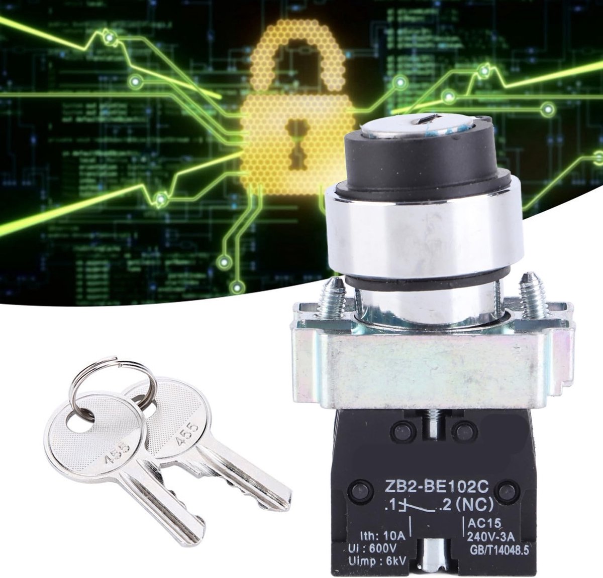 Dailygoods - Dailygoody - Rotary Key Switch 2 Posities - 22mm Montagegat - Zelfherstellende Voedingsslot