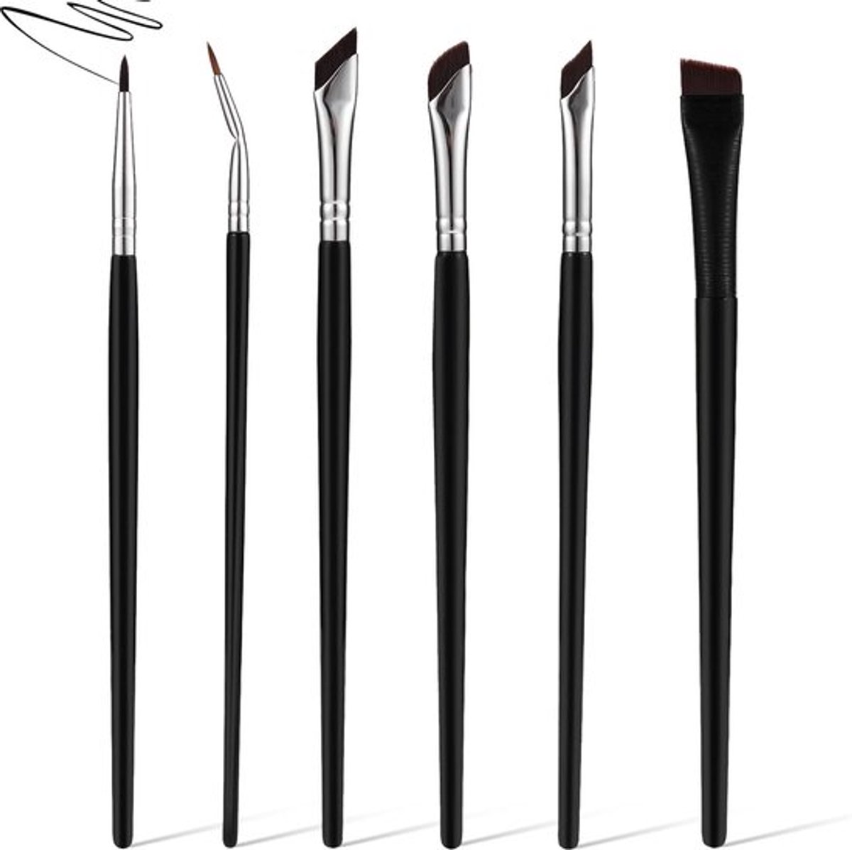 6-delige Eyeliner Borstelset voor Precisie Make-up