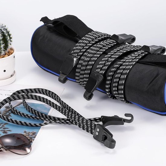 Set van 2 Elastische Bagage Spanbanden, 3-in-1 Fiets Stretch Strap, Verstelbare Expander met Haken voor Fietstassen en Motoren (120-240cm) van Merkloos — afbeelding 4