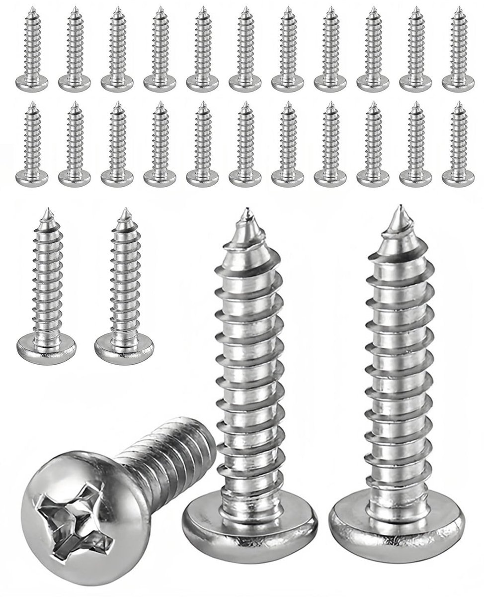 Dailygoods - Dailygoody - Zelftappende Schroeven - Houtbewerkingsschroeven - Platte Kop - 50 Stuks - Witte Schroeven - Voor Klussen - ST3,5 x 30 mm