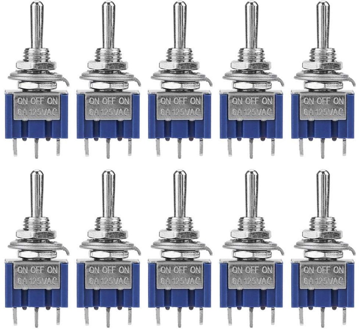 Dailygoods - Dailygoody - Mini Rocker Switch - SPDT 3-Position - 6A 125V AC - 10 Stuks - Voor schakelen van apparaten - Handig voor elektronische projecten -