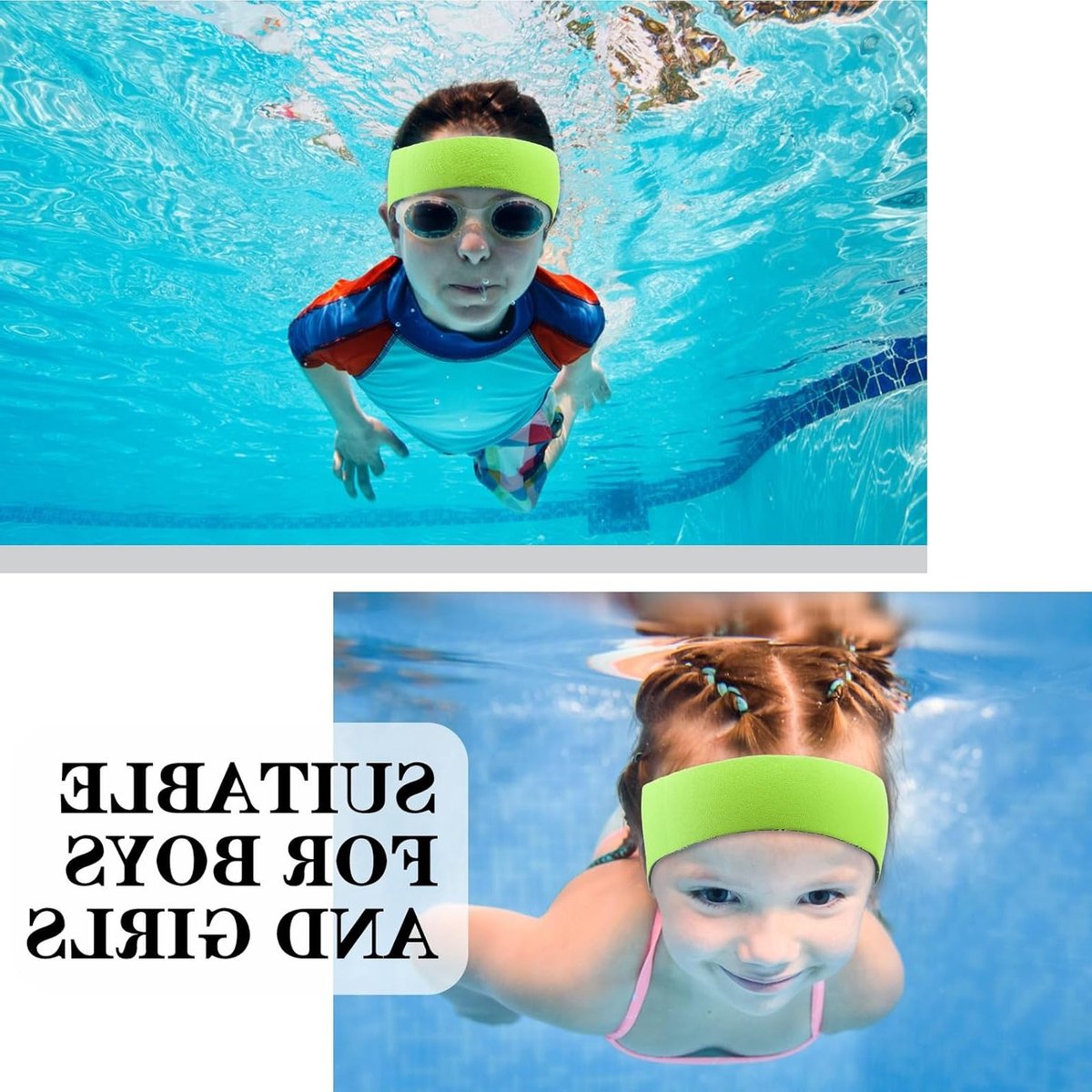 Zwemring voor Kinderen - Elastische en Waterdichte Hoofdband voor Zwemmen, Surfen en Watersporten (Groen) - Ideaal voor Veiligheid en Comfort in het Water – foto 3