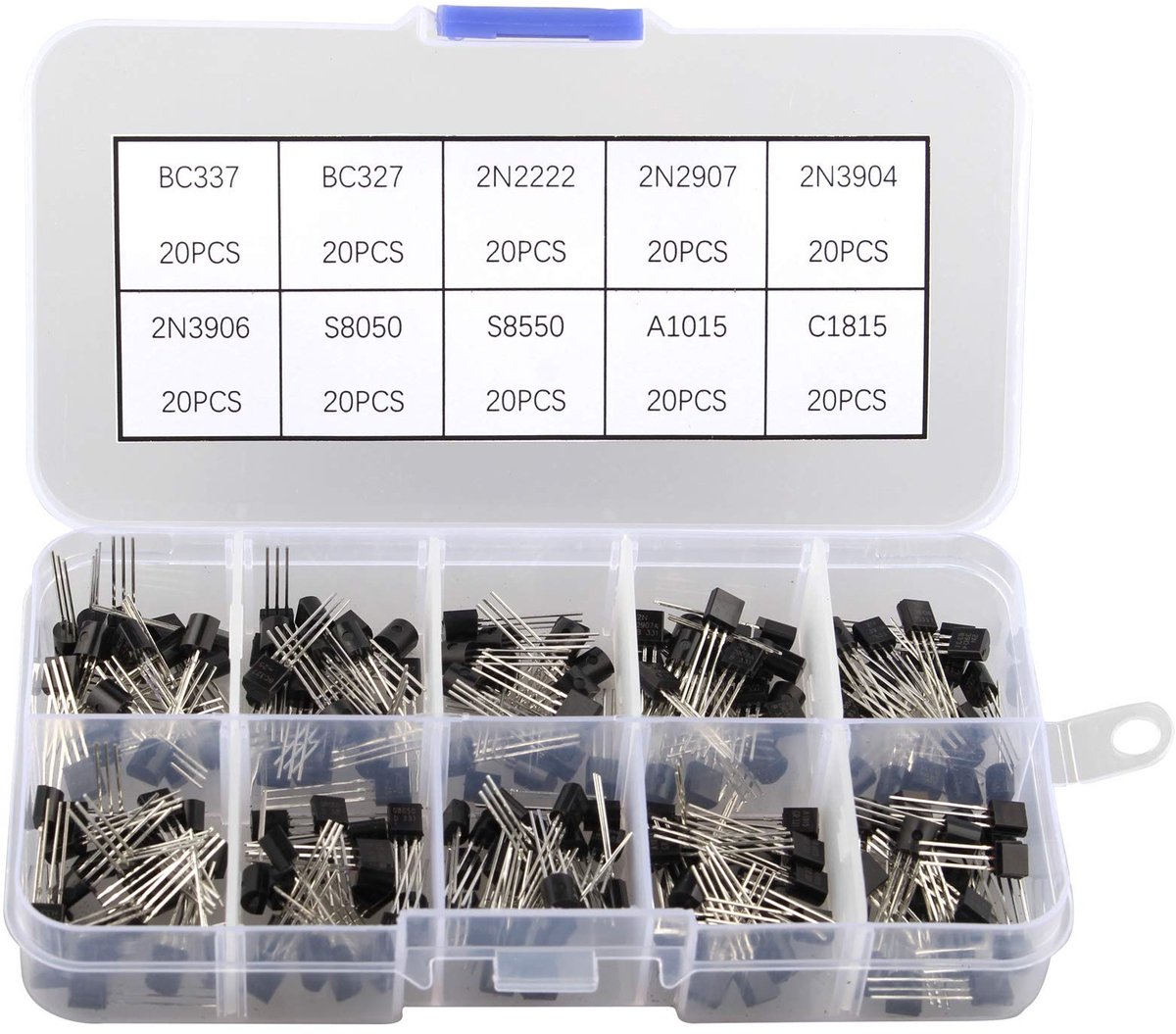 Dailygoody - 200PCS Transistor Kit - Transistor Assortiment - Perfect voor Elektronica - TO-92 Formaat - Transistor Box Pack - Voor Hobbyisten