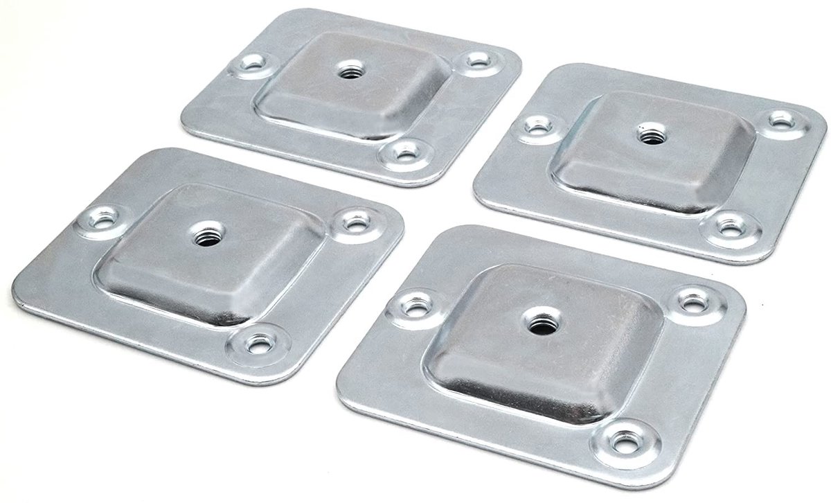 Dailygoods - Dailygoody - Montageplaat - M8-schroefdraad - Eenvoudige installatie - 4 stuks - Geschikt voor meubels - Verzinkt staal