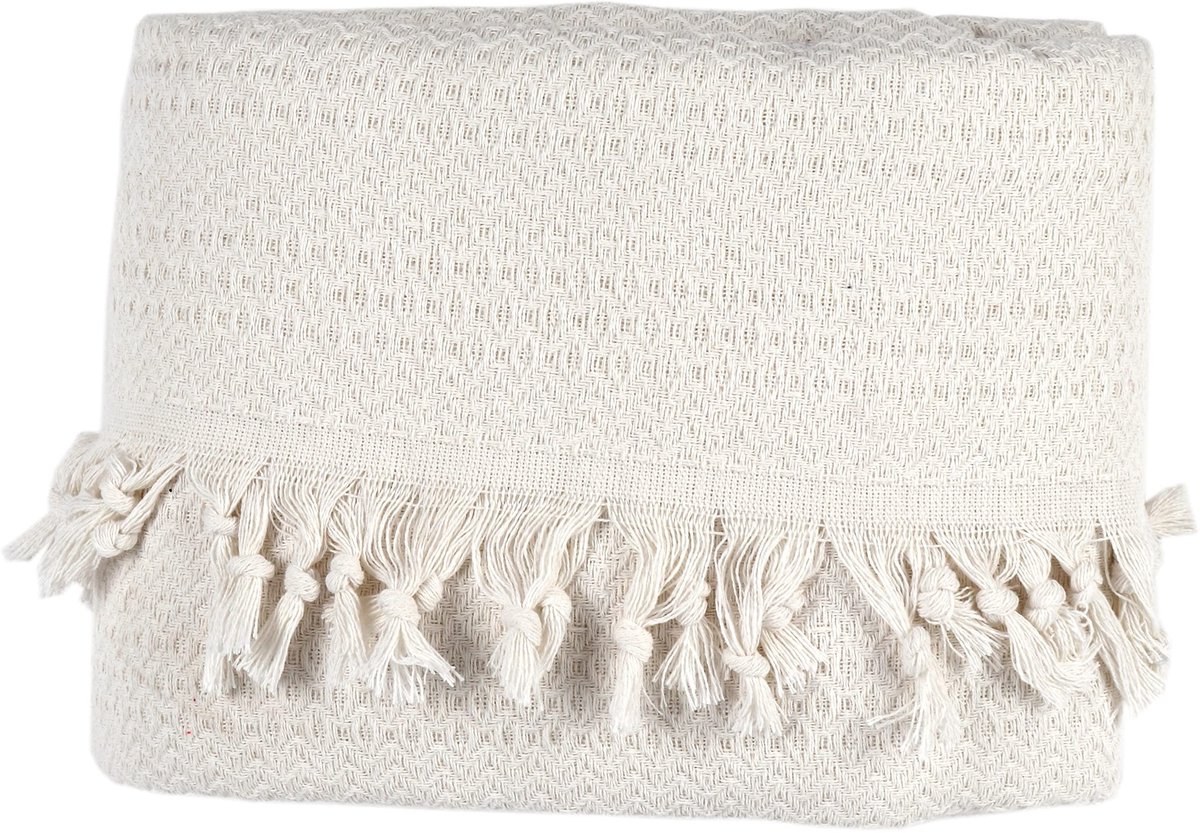 Dailygoods - Dailygoody - Dubbele sprei - Omkeerbare deken - Comfortabel en stijlvol - Wit - Zomerdeken - Perfect voor bank en fauteuil - 200x230 cm