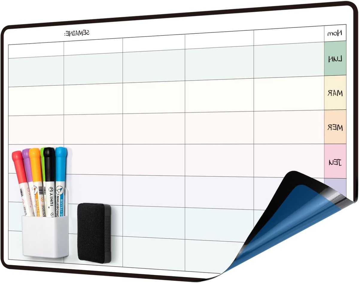 Witte Familieweekplanner met Franse Indeling - Organiseer Jouw Week Efficiënt en Stijlvol