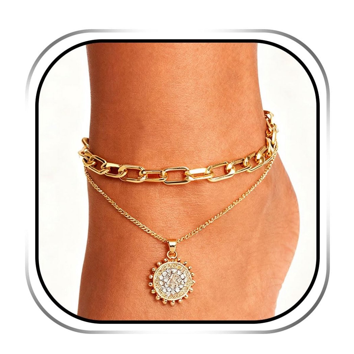 Dailygoods - Dailygoody - Boho zon enkel armbanden - Gouden enkelbanden - Uniek design - Kristal - Strand voetketting - Perfect voor vrouwen en meisjes - Stijlvoll..