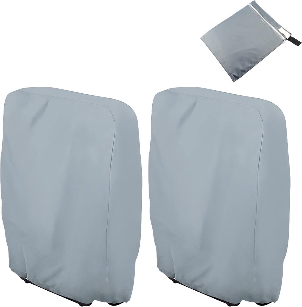 Tuinstoelhoes - tuinstoelhoes waterdicht - Tuinstoelhoes - Waterdichte tuinstoelhoes - Tweedelige set - Stevige en duurzame opvouwbare tuinstoelhoes met opbergtas - Weerbestendig - 71 cm x 34 cm x 110 cm - Grijs