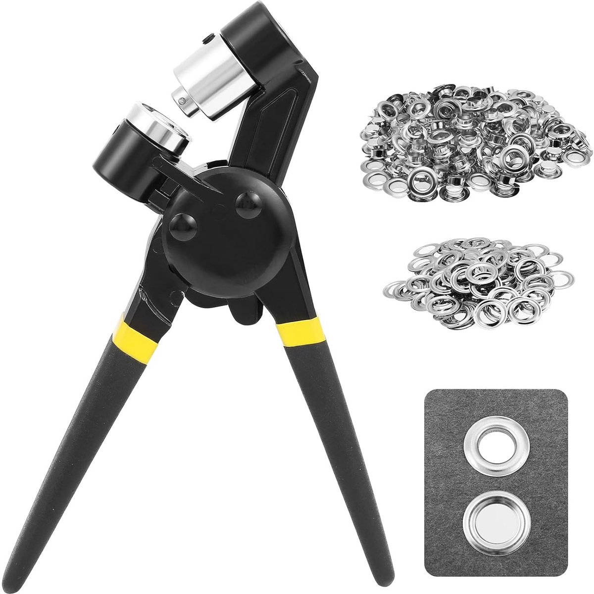 Oogjesponsset van 12 mm/1/2 inch, met 300 oogjes, geschikt voor stoffen, zeilen, riemen, posters, canvas, enz., inclusief zilverkleurige oogjesgespen.