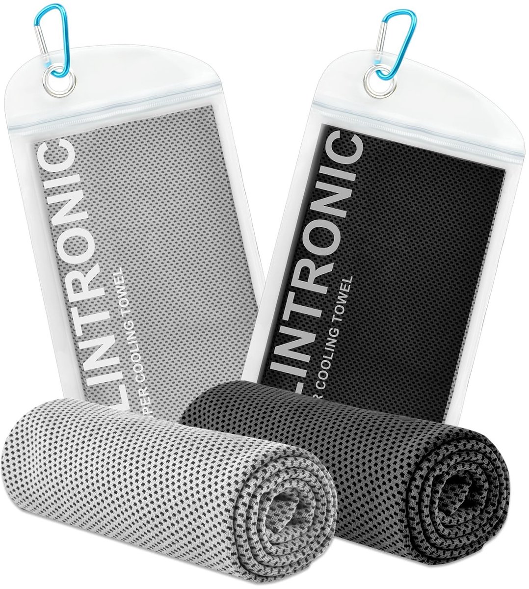 Dailygoods - Dailygoody - Verkoelende handdoek - Microvezel handdoek - Sneldrogend en absorberend - Zwart en grijs - Koelhanddoek - Ideaal voor sport en yoga