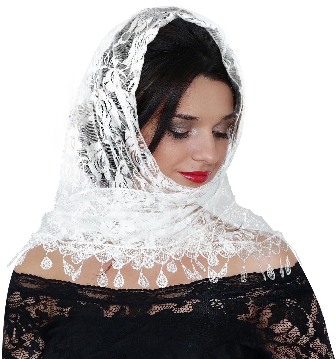Dailygoods - Dailygoody - Driehoek Sluier - Bruidsaccessoires - Elegantie - Zwart of Wit - Hoofdbedekking - Geschikt voor Dames - 50 x 50 cm