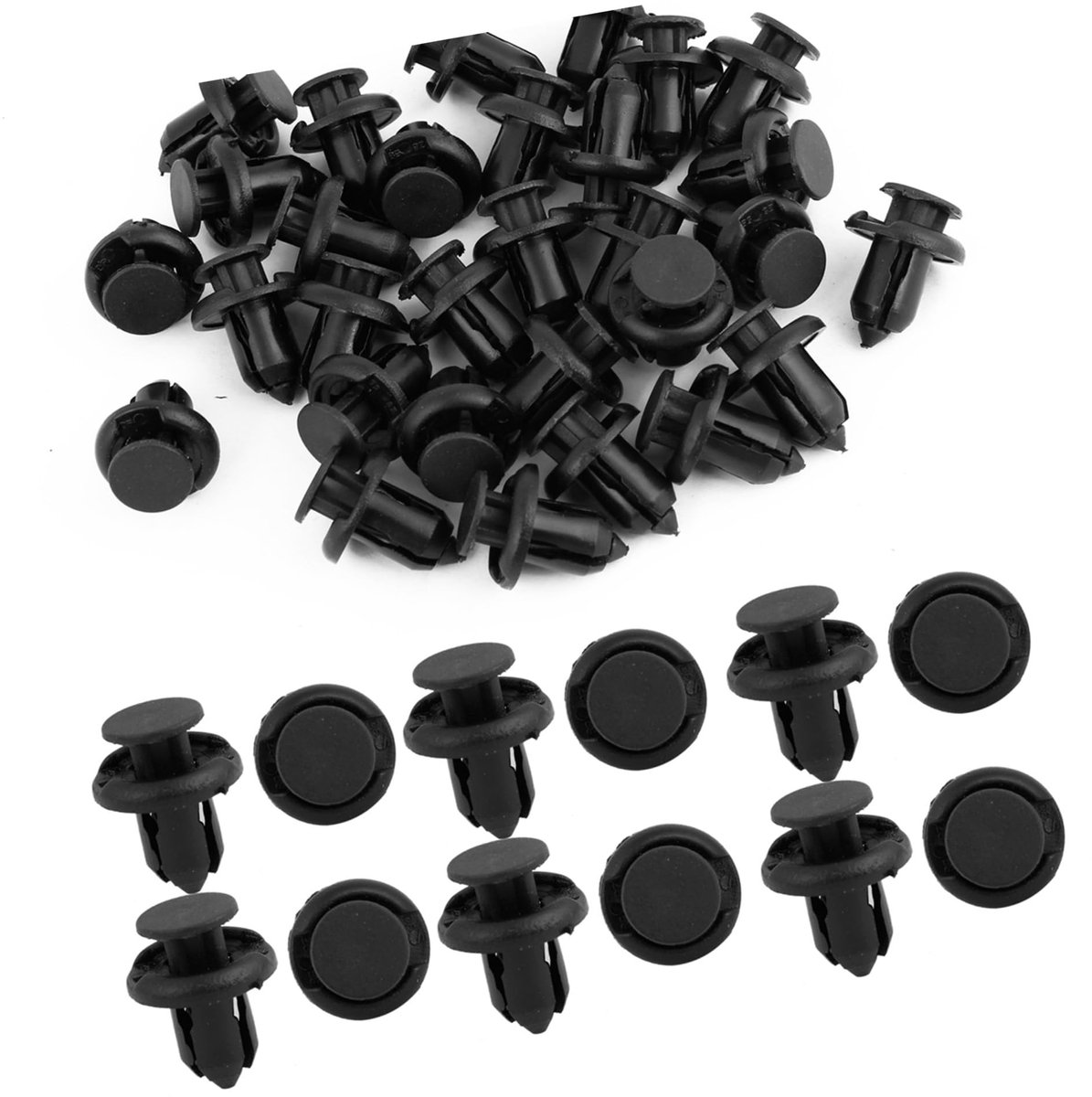 Dailygoods - Set van 25 Push-in Klinknagelsluiting voor Trolleywagens 10 mm Zwart Nylon