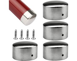 Ultra Dunne 0.4mm Eindkappen voor 60mm Ronde Leuningen - 2 Paar Inclusief RVS Schroeven, Perfect voor Leuningafwerking en Bescherming