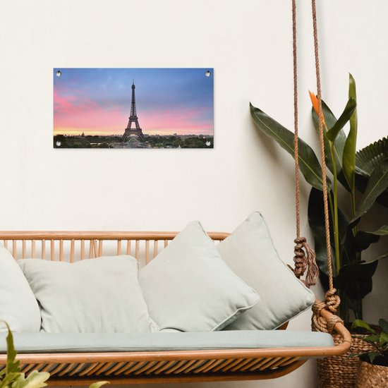 Affiche jardin Paris - Tour Eiffel - Soleil - 60x30 cm - Toile jardin - Affiche extérieure
