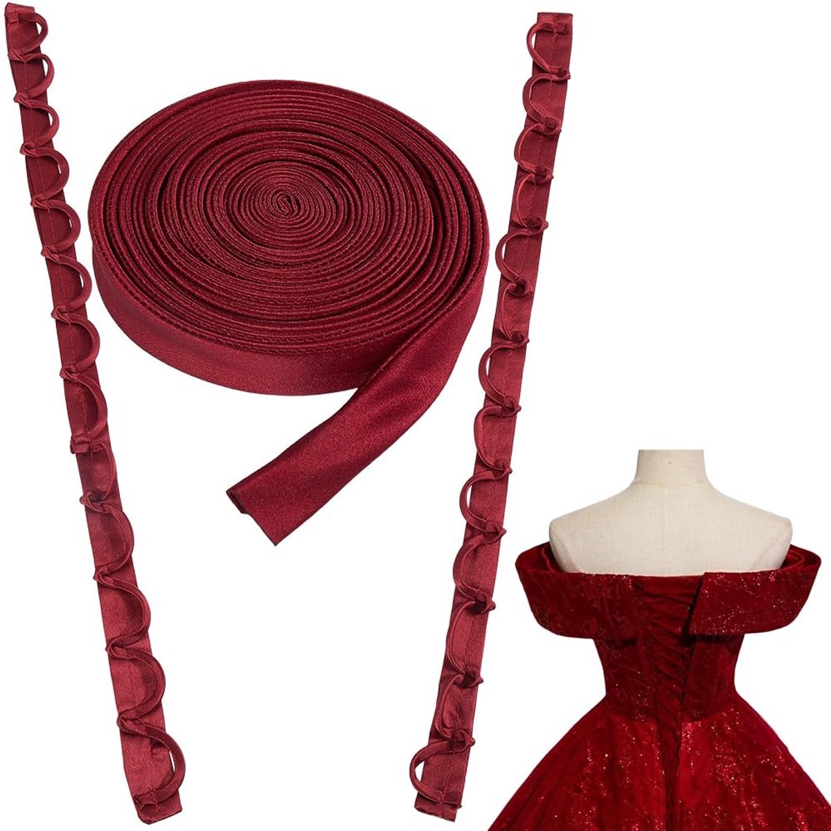 GORGECRAFT Verstelbare Corset Set voor Bruidsjurk - FireBrick - Ideaal voor Zipper Vervanging