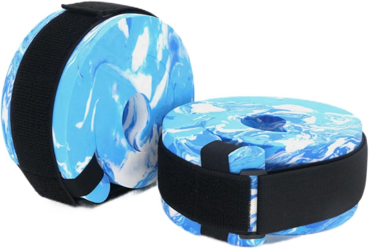 Zwembandjes - Drijfhulpmiddel Armbanden - Waterfitness Oefeningen - Verstelbare Ergonomische Riem - 64 cm - Blauw en wit