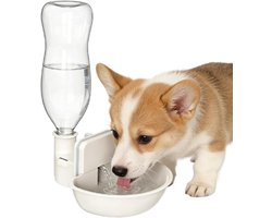 Huisdier Waterfles - Drinkbak Dieren - Huisdier Hydratatie - Anti-Druppel Ontwerp - 21.5 cm - Wit
